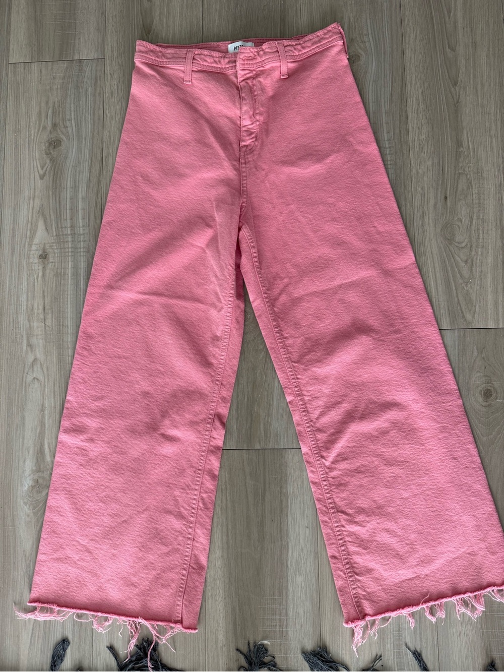 Pistols Pink Wide-Leg Women’s Jeans - Casual Frayed Hem